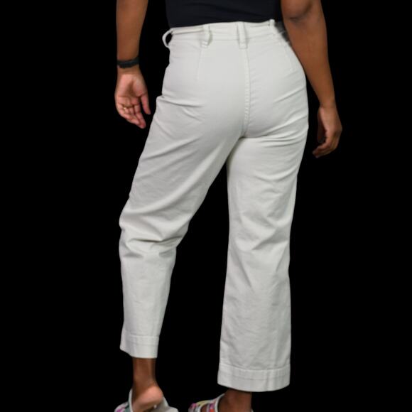 Marine Layer Bridget Pants Beige Wide Leg Cropped Khaki High Waist Chino Size 4 - Picture 2 of 14
